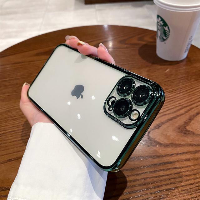 Luxury Plating Transparent Case For Iphone 14 13 12 11 Pro Max X Xs Xr 7 8 Plus Se Camera Glass Defender Shockproof Square Cover