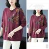 Women's Printed Wool Sweater Loose-Fit Crew Neck Plus-Size Sweater Autumn and Winter Warm Soft Stretchy Knit Top
