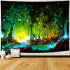 Colorful Autumn Forest Tapestry Waterfall and Orange Trees Scene Water Resistant Fabric Seasonal Nature Theme Wall Hanging
