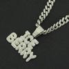 European and American Hiphop Hip-hop Street Dance Splicing Full Diamond Letter Pendant, Wide Cuban Chain Men's Domineering Necklace