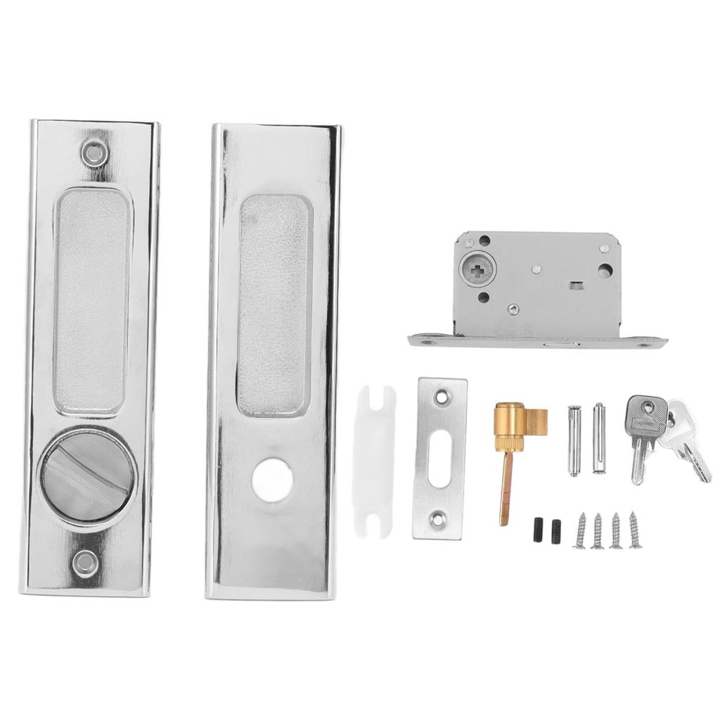 Zinc Alloy Invisible Recessed Handle Latch with Keys for Bathroom Balcony Pocket Door Sliding Barn Door