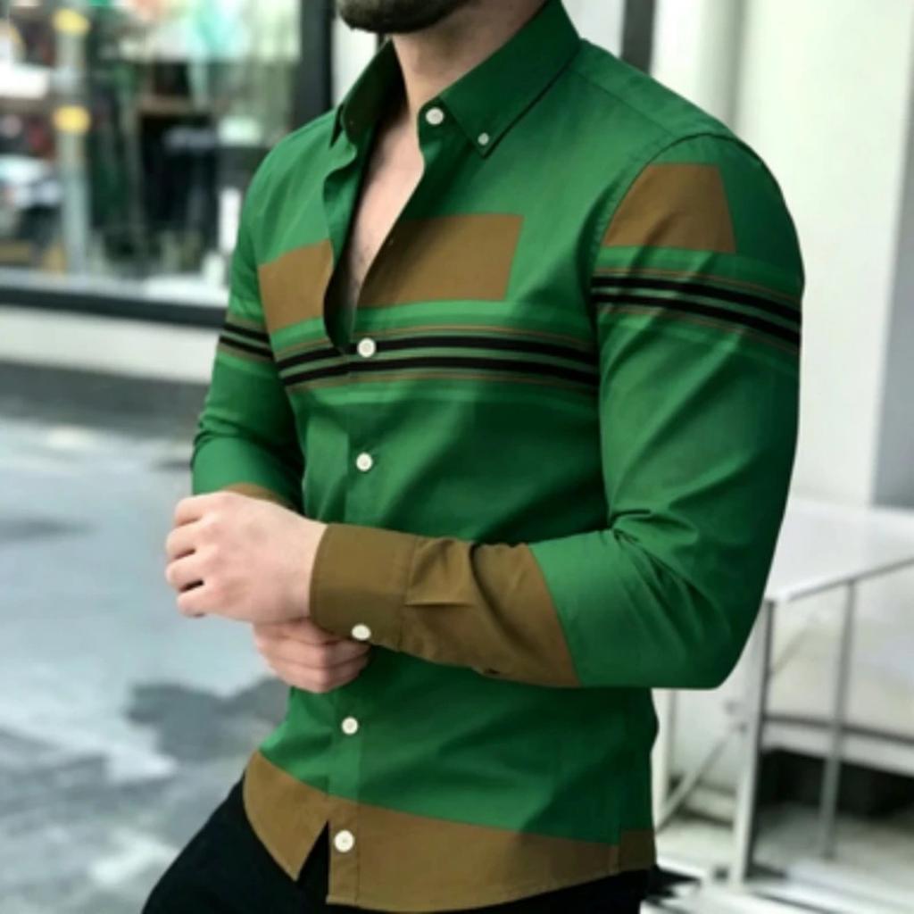 Slim Fit Men's Long Sleeve Shirt with 'calm' Embroidery, Formal Style