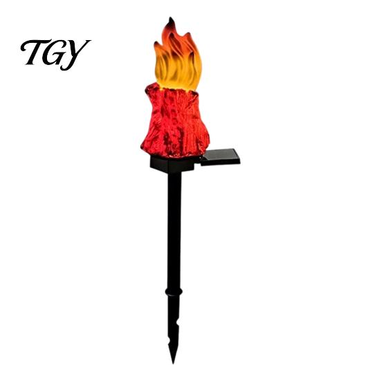 Weather Resistant Lawn Lighting Solar Flame Garden Light, Waterproof LED Torch Light with Stake, Backyard Decoration Outdoor Bonfire for Walkway