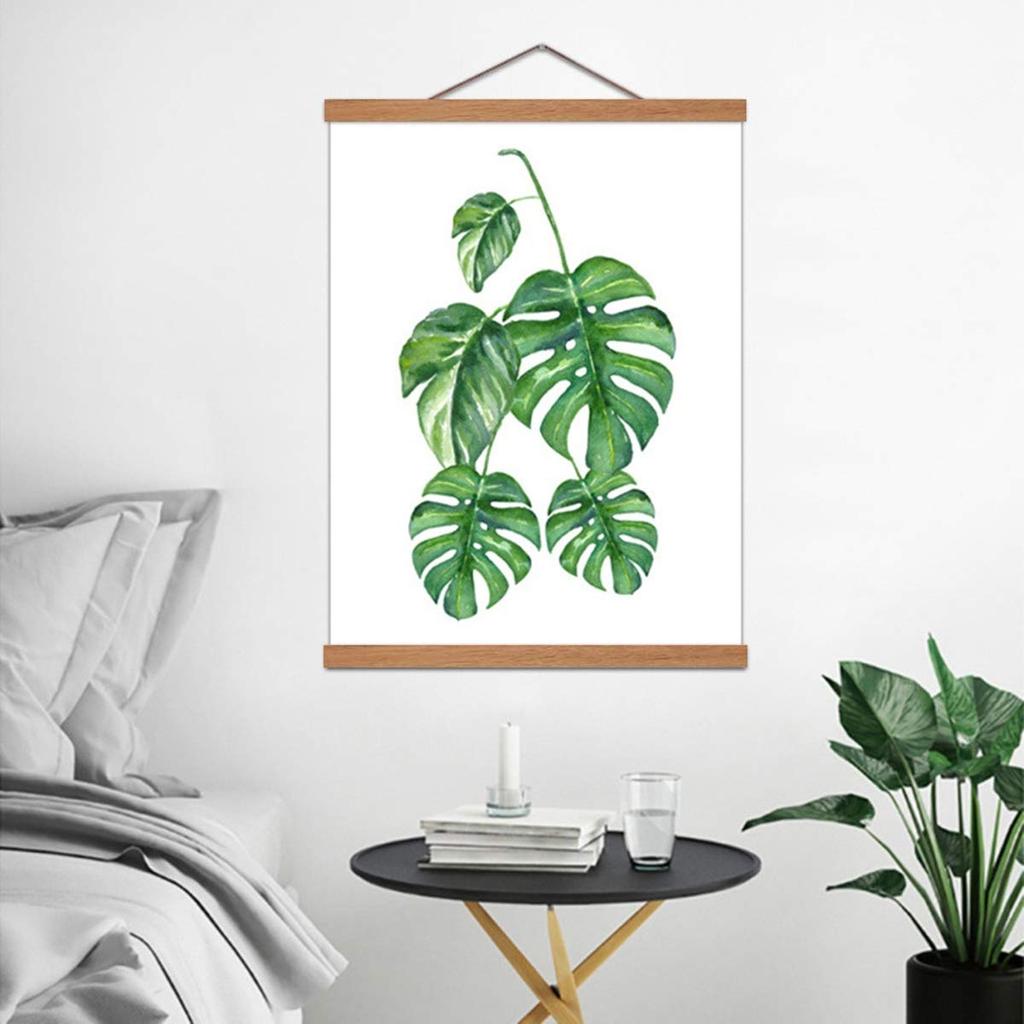 Wfledlig Wooden Poster DIY Poster Scroll Wall for Interior Office and Room Decoration Hanger, Frame, Hanging, Square, (Wood Color, 20cm)