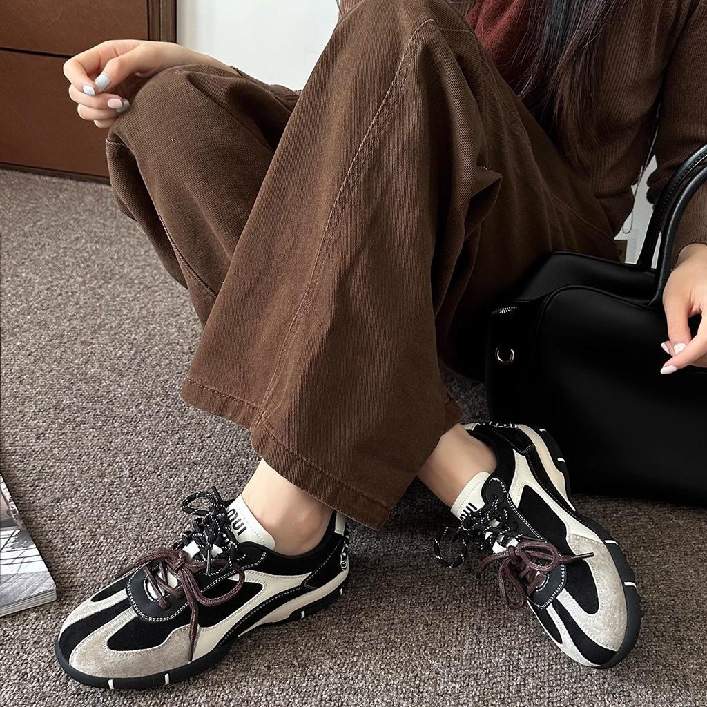 Sheepskin Version Retro Moral Training Shoes Women's 2025 Early Autumn Internet Celebrities New Shoes Women's Flat Baseplate Shoes Casual Sports Women