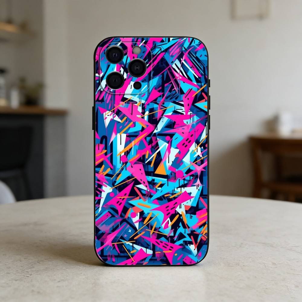 Cool C-Barevný Graffiti Kryt na Telefon Pro iPhone 17,16,15,14,13,12,11 Plus,Pro,Max,Mini Silikonový černý Měkký Kryt