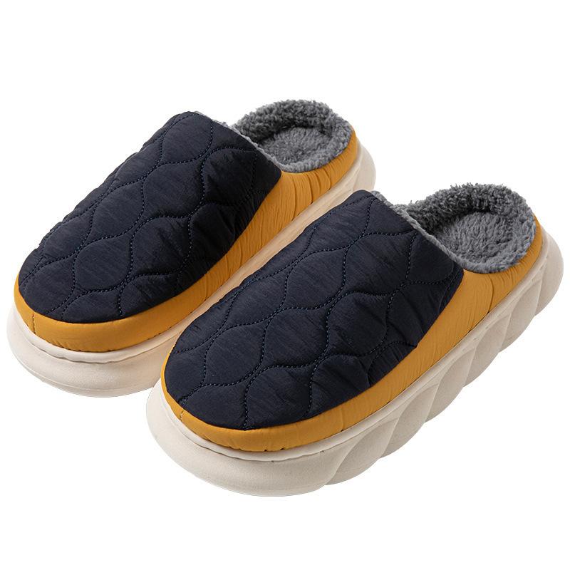 New autumn and winter indoor home waterproof and non-slip thick-soled down cloth cotton slippers winter