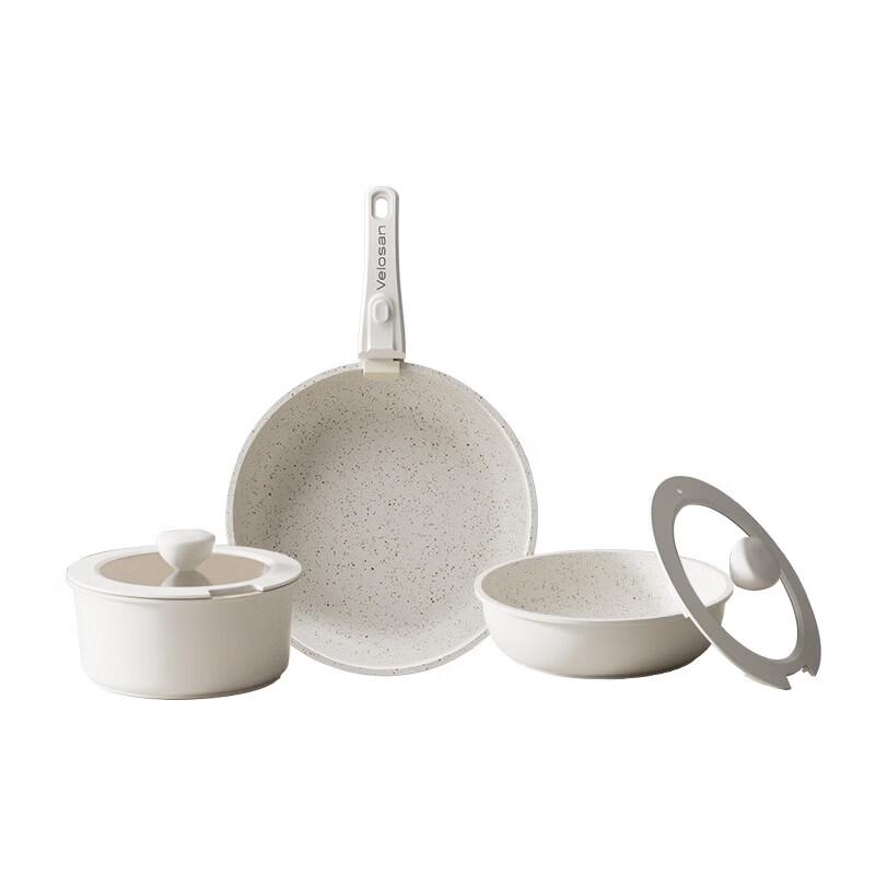 Velosan White Moonlight Detachable 6-Piece Non-stick Cookware Set
