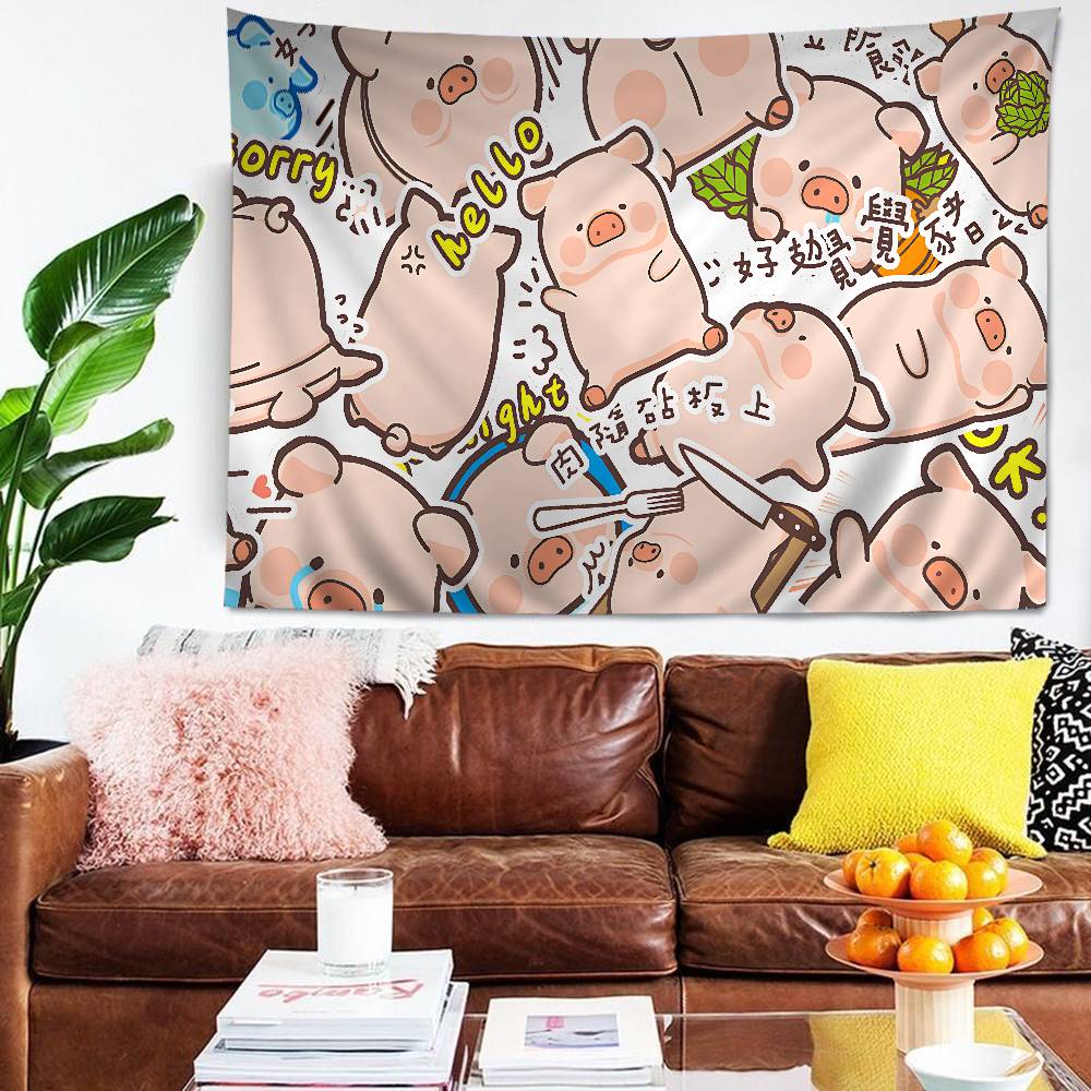 Cute Cartoon LLulu The Piggy Colorful Tapestry Wall Hanging Bohemian Wall Tapestries Mandala Wall Hanging Sheets