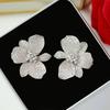 Boucles d'oreilles Fleurs Rose/Blanc Étincelantes pour Femmes Cocktail Soirée Dansante Magnifiques Boucles d'oreilles Féminines Bijoux Tendance Exquis en CZ