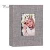 Portable Photo Album Linen Cover Picture with Front Window 100 Photos Durable 4x6 Slip-in Book for Wedding Vacation Family Baby Pictures