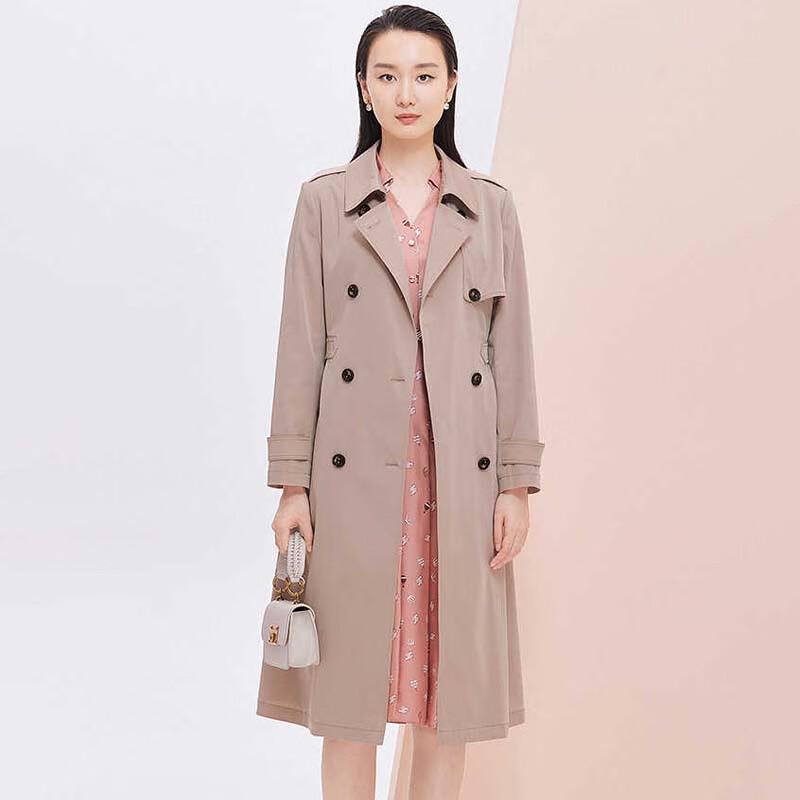 JESSIE Women s Double-Breasted Mid-Length Lapel Trench Coat XL