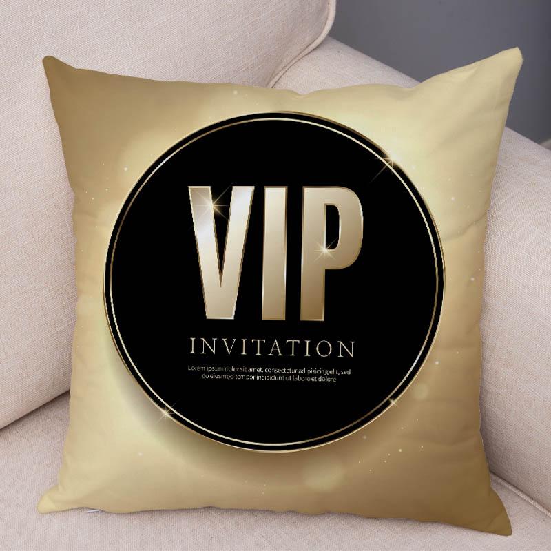 

Geometric Black VIP Invitation Letter Cushion Cover Cartoon Pillow Case for Sofa Home Decor Super Soft Plush Pillowcase 45x45cm 45x45cm18x18Inch