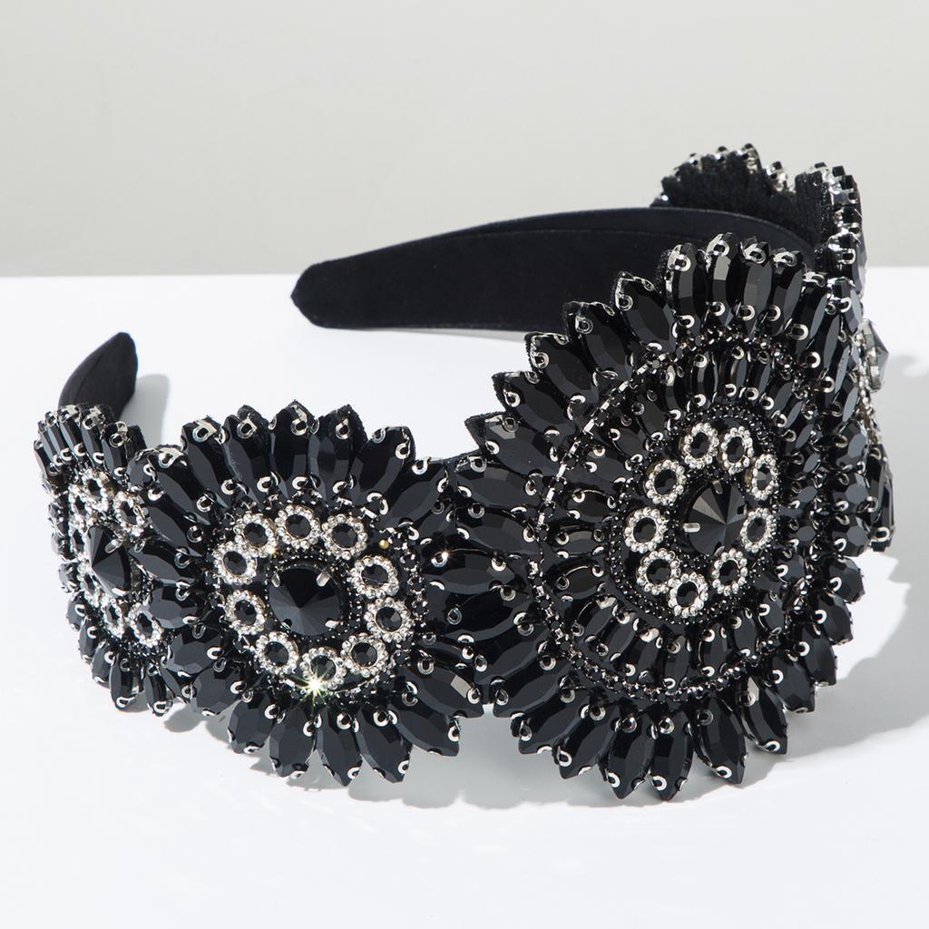 Luxuriöse Barock-Stirnbänder Voll Diamant Breite Kanten Haarband Haaraccessoires für Damenparty Glänzendes Haarband Reifen Kopfschmuck