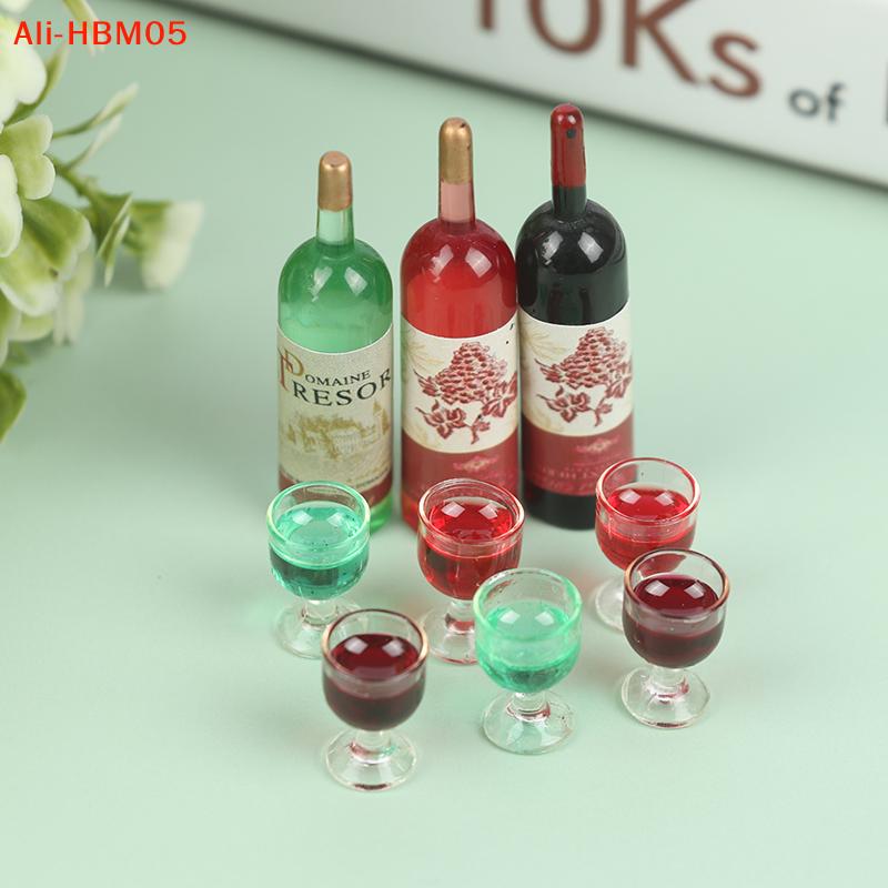(Hb05)3Pcs/Set 1/12 Dollhouse Miniature Simulation Wine Bottle Wine Glass Model Toys