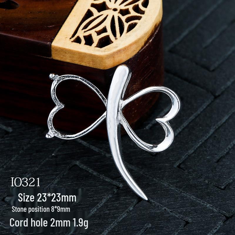 

S925 Sterling Silver Pendant Settings with Amber - Heart, Teardrop, and Round Shapes for DIY Jewelry 925 Silver