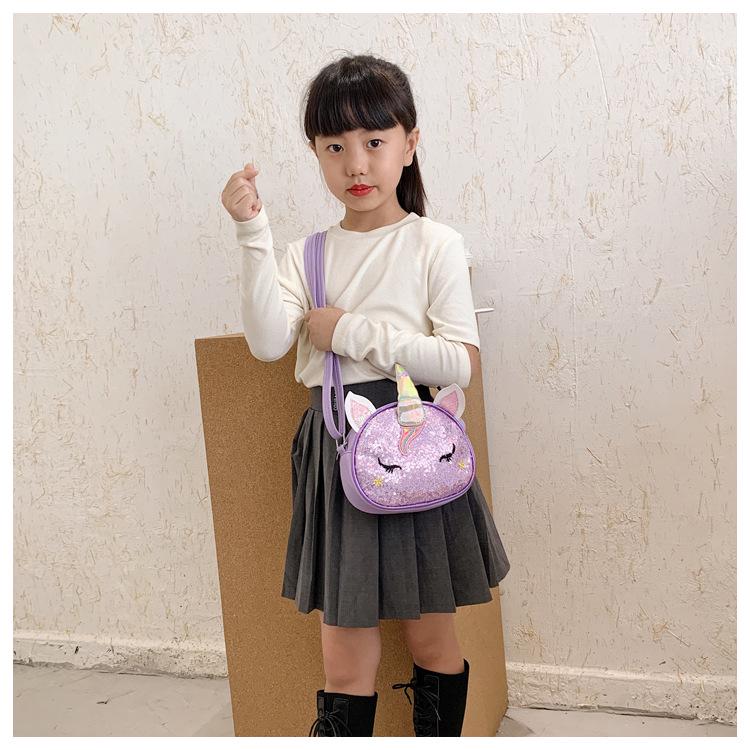Iridescent Unicorn Cartoon Princess Crossbody Bag for Baby Girls