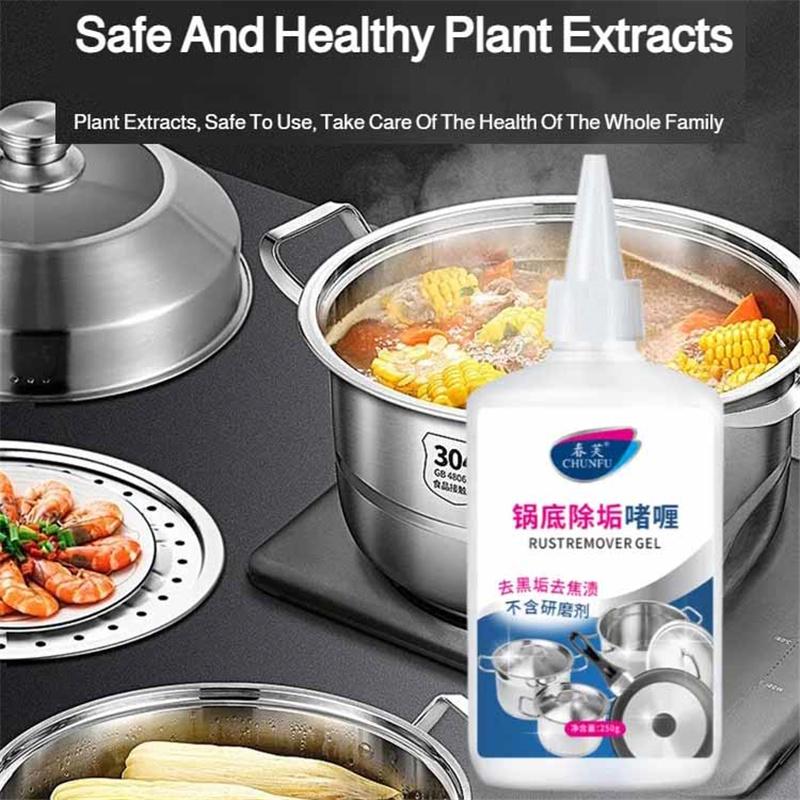 Powerful Stainless Steel Pot Pan Cleaner Strong Degreaser & Black Scour Remover Gel Burnt Bottom Cleaner for Cookware