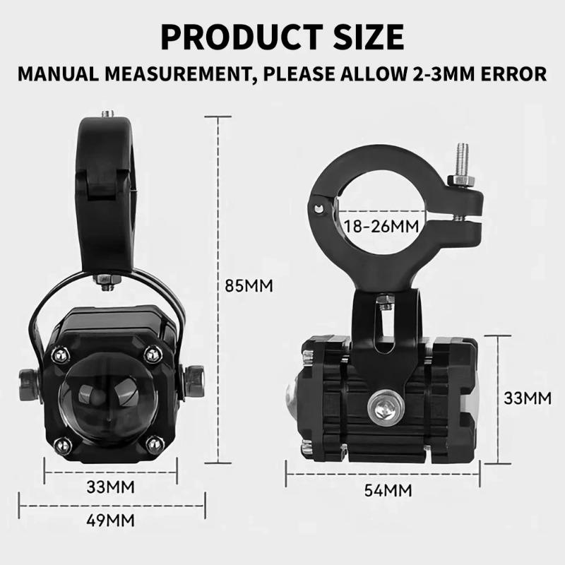 2Pcs Motorcycle LED Lights Universal Motos Dual Color Spotlights 360 Degree Adjustment Auxiliary Fog Light Motorcycle Accessory