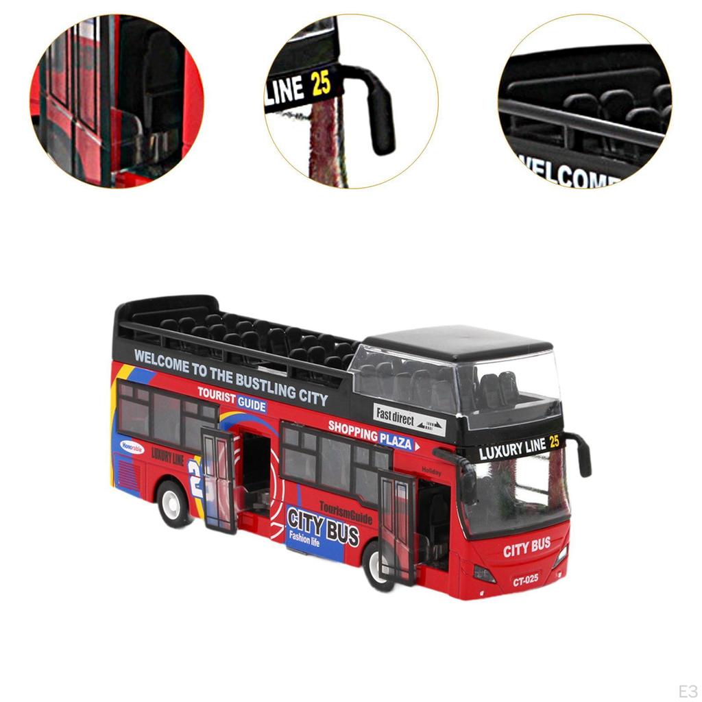 Doppeldeckerbus Spielzeug Stadt Türen öffnen Sammlerstücke Simulationsfahrzeug mit Lichtern und Geräuschen