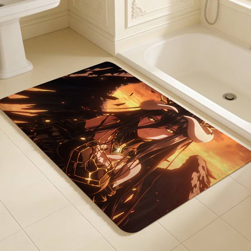 Game Albedo Cute Girl Overlord Anime Hallway Carpet Washable Non-Slip Living Room Sofa Chairs Area Mat Kitchen Doormat Area Rug
