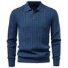 AIOPESON Men’s Knitted Polo Sweater 2026 Autumn Winter Fashion Collared Button Long Sleeves Casual Slim Fit Pullover