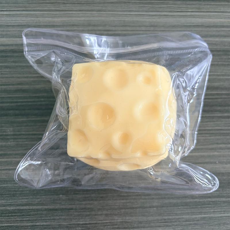 Cheese Cube Stress Ball Crunchy Squeeze Ball Squishy Toy Round Blocks Filled Fidget Toy ASMR Sensory Anti-Stress Festival Gift