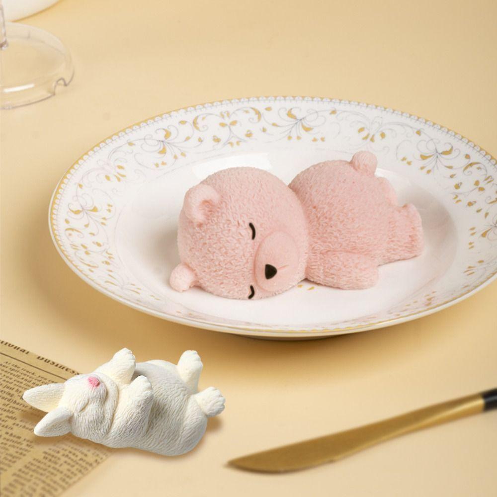 Dessert Tool Cake Mold Sleeping Bear Mold Food Grade Mousse Pudding Mold Baking Tool Silicone Candle Mould DIY