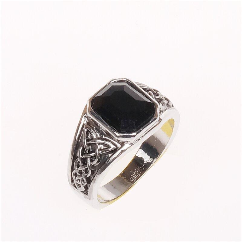 Men's Vintage Mayan Civilization Totem Black Zircons Rings Punk Party Engagement Wedding Banquet Personality Fashion High