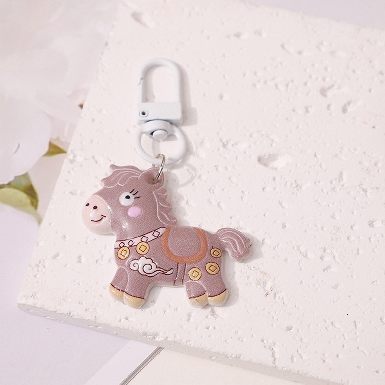 

New Year Cartoon Horse Resin Keychain One Size