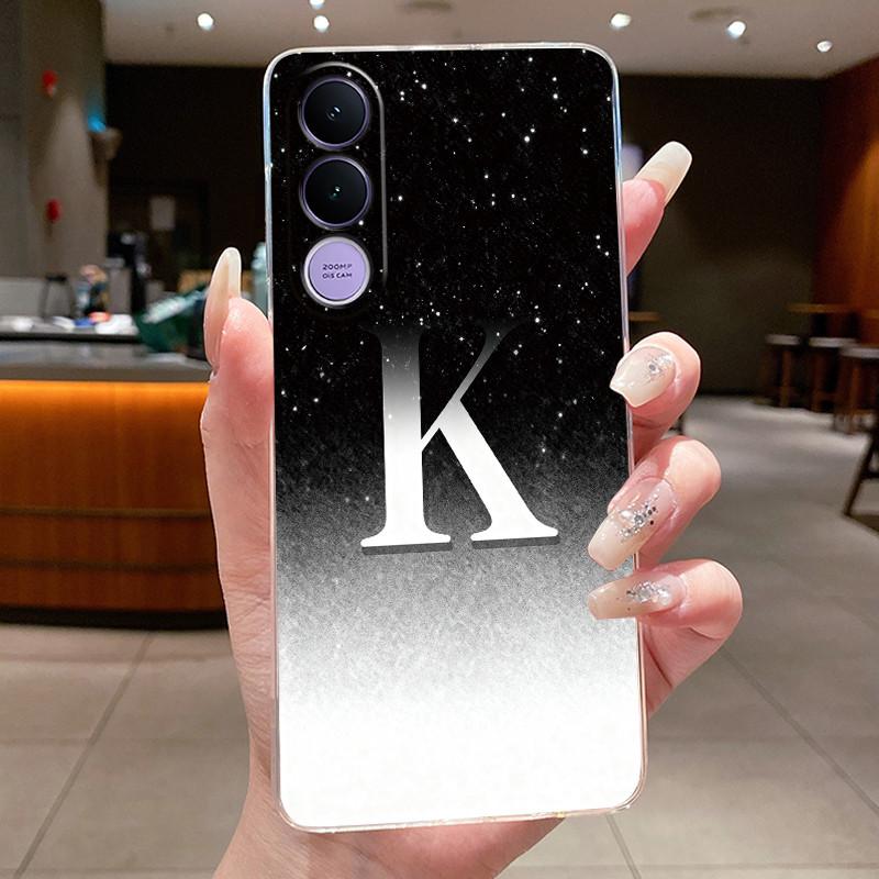 Anti-scratch Phone Case For Vivo V70 FE Jelly Clear TPU Soft Casing Lucky Letter Pink Shiny Starry Sky Pattern Couple Shell