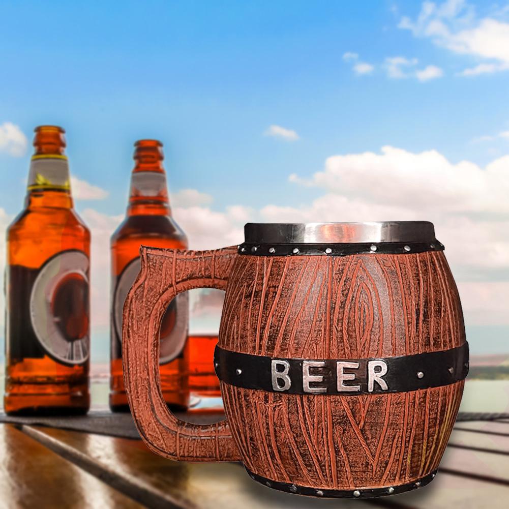 Large Capacity Wooden Barrel Beer Glass Cocktail Drinking Glass Large Beer Barrel Kitchen Holiday Creative Exquisite Gift