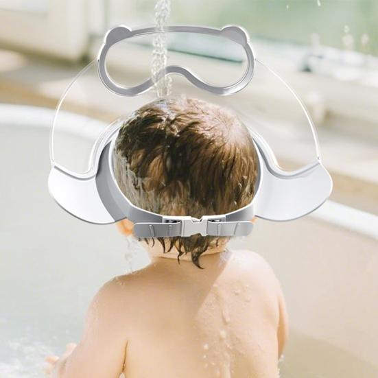 Bonnet de Lavage pour Bébé Imperméable Chapeau de Bain Bord en Silicone Sans BPA Qualité Alimentaire Bandeau Réglable Protection Douce pour Yeux Oreilles pour Bébés Jeunes Enfants Douche Douce