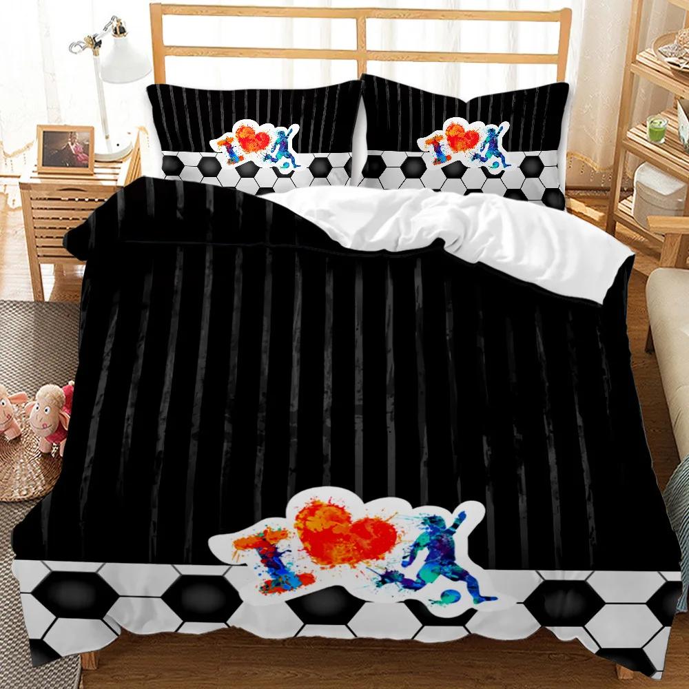 Ball Duvet Cover Set Sports Balls Bedding Set King Size Basketball Football Soccer Baseball Polyester Quilt Cover For Kids Teens