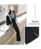 Women's Black High-Waisted Wide-Leg Pants - Spring Casual, Loose-Slimming, Floor-Length, Versatile, Drapey Straight Suit Pants