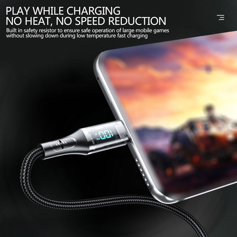 High Speed Charging Cable 100W/66W Fast USB/Type-C LED Type-C Visible Digital Display For Samsu E1E9