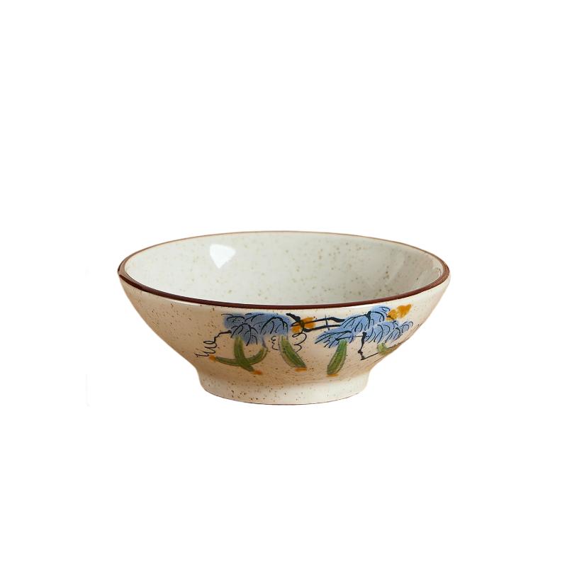 

Song Dynasty Style Ceramic Bowl New Chinese Vintage Underglaze Color Shallow Wine Rice Noodle Bowl Home Kitchen Tableware 5.7 inch