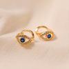 Vintage 18k Gold Plated Blue Zircon Evil Eye Ear Buckle Earrings For Women