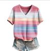 Phoenix Velvet Women's Plus Size V-Neck Knitwear - Cartoon Print Short Sleeve for Spring/Autumn.