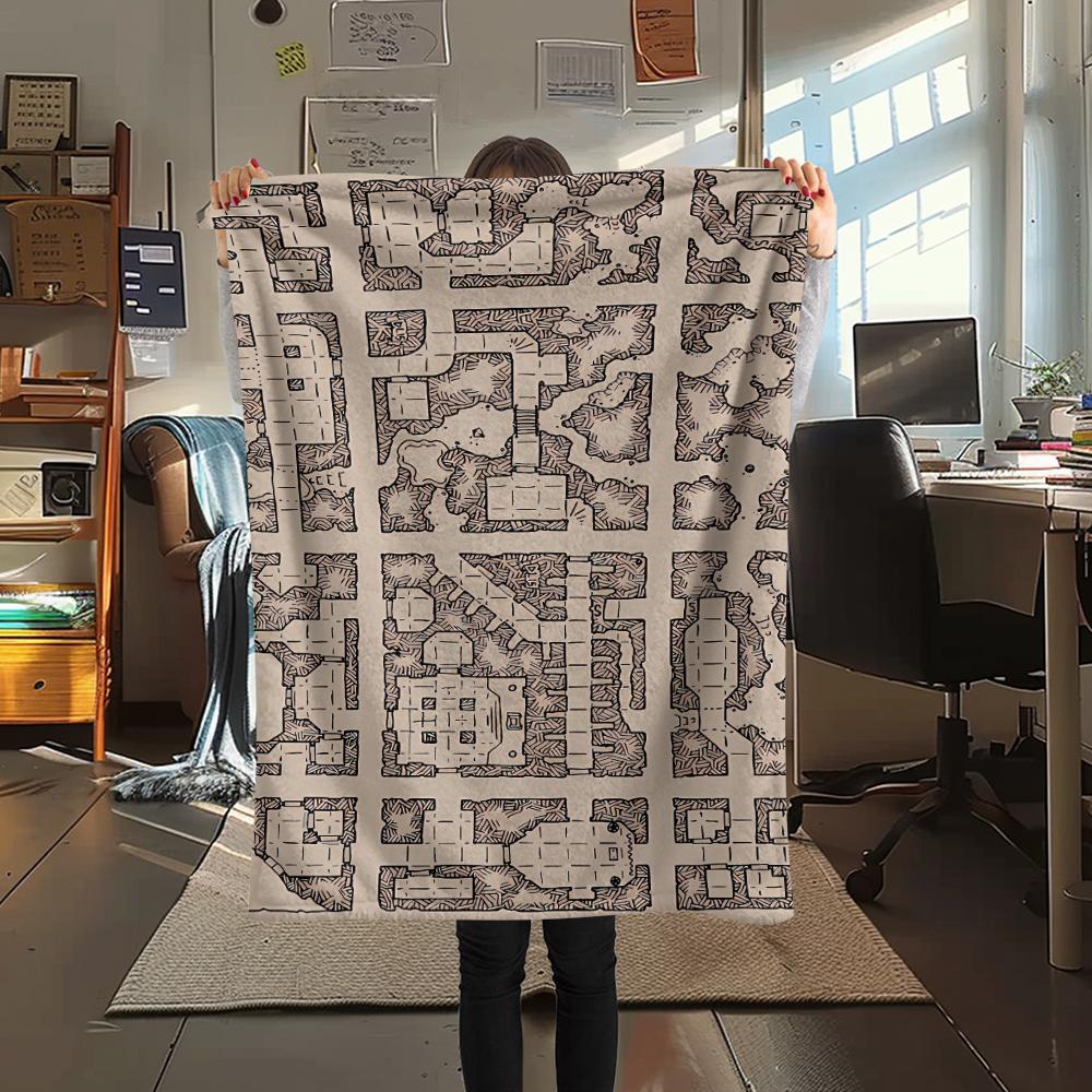 1PC D&D Dungeon and Dragons Print Flannel Blanket, High quality All Seasons, Home Decor, Warmth and Comfort, Perfect for Christmas Gifts