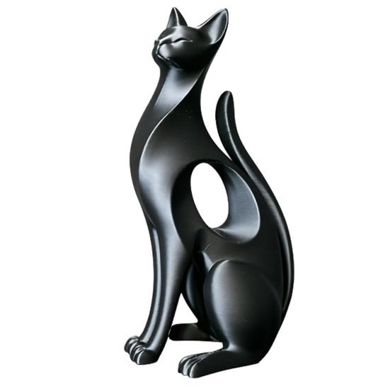 3D Printed Cat Figurine Cat Sculpture Modern Geometric Minimalist чёрный
