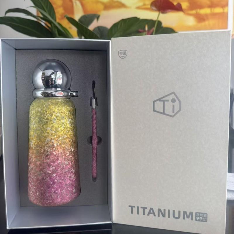 Pure Titanium Vacuum Insulated Travel Mug Women 360ml Leakproof Office Commute Cup With PP Lid