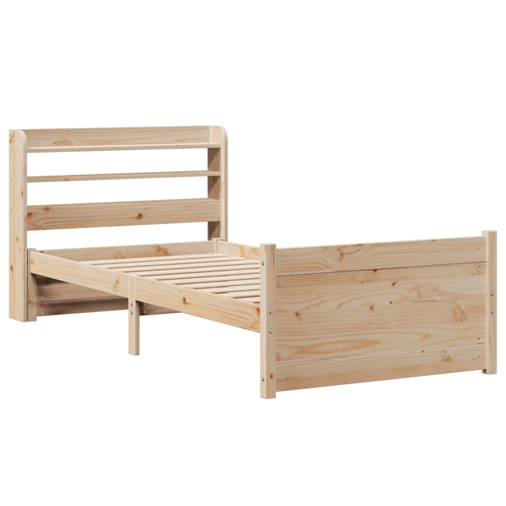 Wooden Bed Frame with Headboard Without Mattress 75x190 Cm