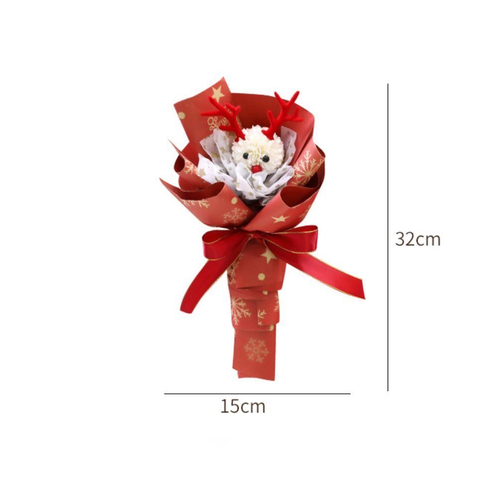 Santa Claus Cotton Pine Cone Handmade Christmas Crochet Bouquet Creative Xmas Flower Bouquet  Party