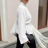 New Chinese style stand-up collar button-down shirt casual loose shirt fashion commuter versatile horn long-sleeved top