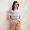 Women's Mulberry Silk Striped Knit T-Shirt