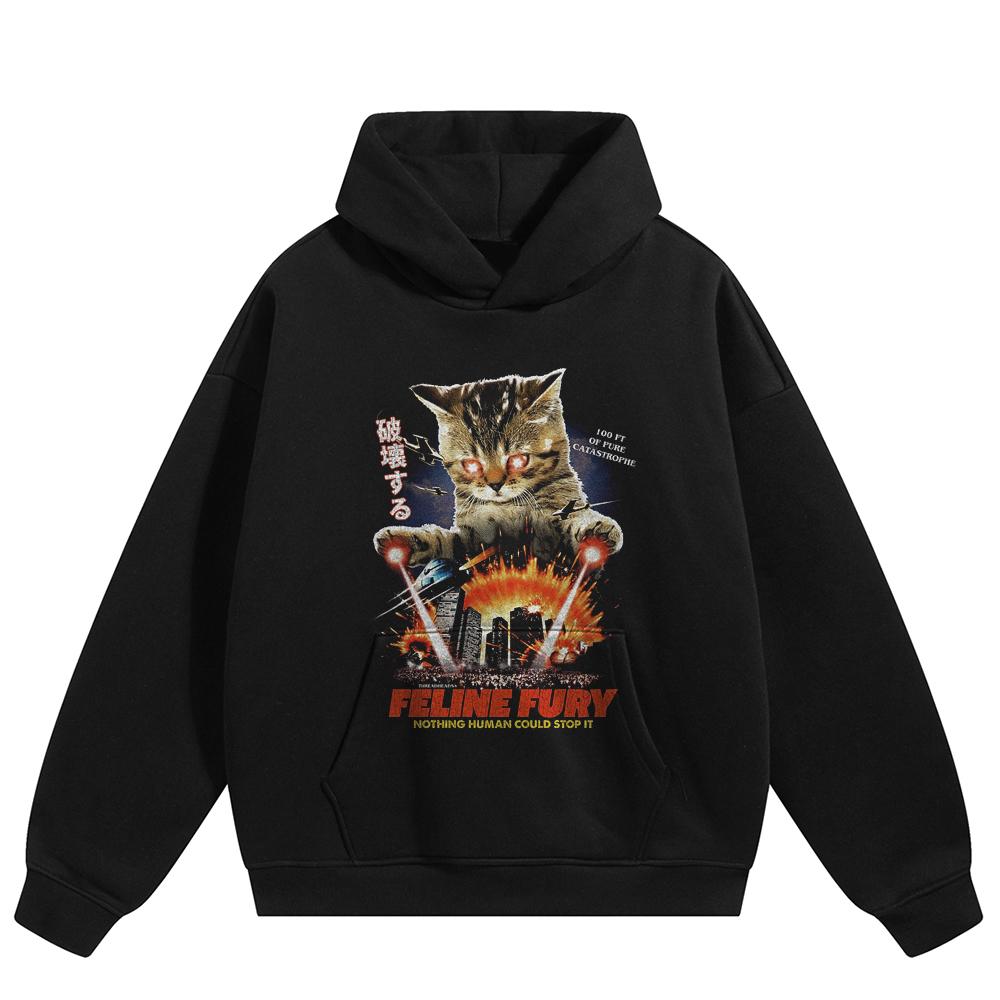 

Streetwear Cat Graphic Pullover Unisex Oversized Hoodie 3XL чёрный