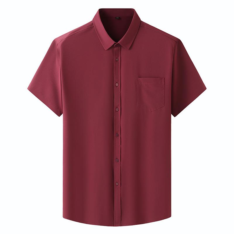

Summer large size short-sleeved thin shirt men s fat plus size solid color short-sleeved shirt men s fat man quick drying 8820*225/10XL бордовий