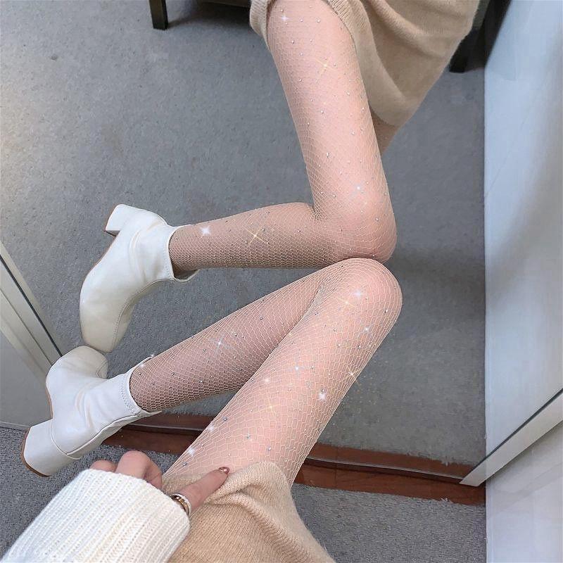 

Стразы сетчатые чулки: Сексуальные колготки для клубных вечеринок в корейском стиле, устойчивые к зацепкам Fishnet Rhinestone Pantyhose белый