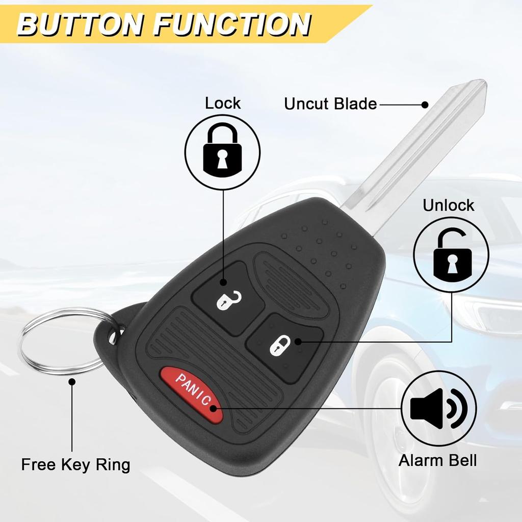 Key Fob Fits for 04-09 Dodge Durango/ 05-11 Dakota/ 06-09 Ram/ 08-14 Avenger/ 07-12 Caliber Nitro/ 06-17 Wrangler/ 07-16 Compass Patriot/ 2006-2010